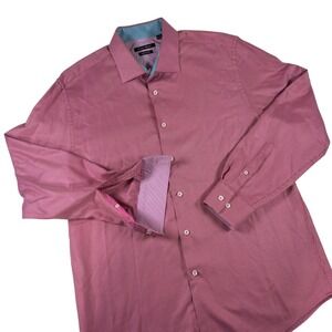 Park West Dress Shirt Dobby Texture Contrast Flip Cuff XL Extra Long